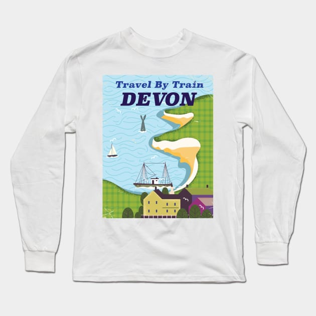 Travel By Train Devon Long Sleeve T-Shirt by nickemporium1